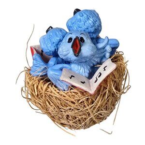 Blue Bird Christmas Ornament Clip On Nest Holiday Blue Jay Singing Trio Hallmark
